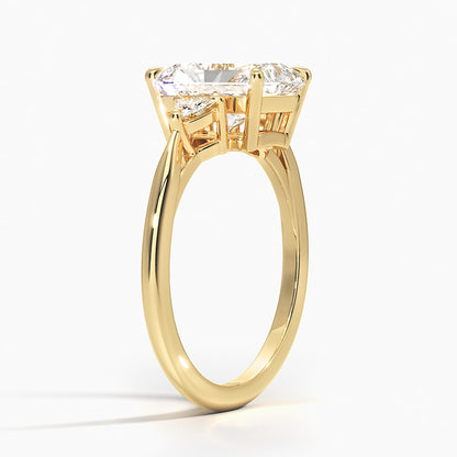 Trillion Cut Three Stone Diamond Ring - Radiant Cut Center Stone