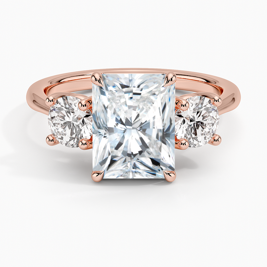 Luxe Selene Three Stone Diamond Ring (2/3 ct. tw.) - Radiant Cut Center Stone