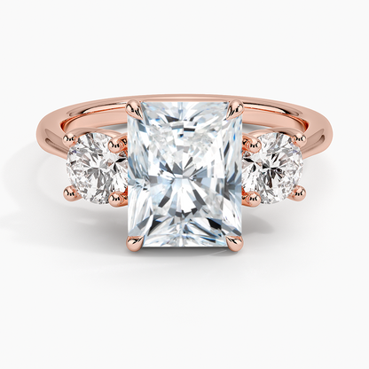 Luxe Selene Three Stone Diamond Ring (2/3 ct. tw.) - Radiant Cut Center Stone