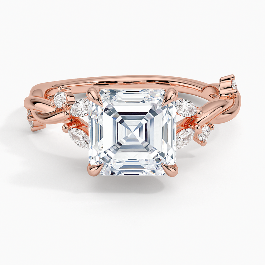 Azalea Twist Diamond Ring - Asscher Cut Center Stone