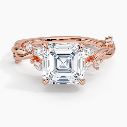 Azalea Twist Diamond Ring - Asscher Cut Center Stone