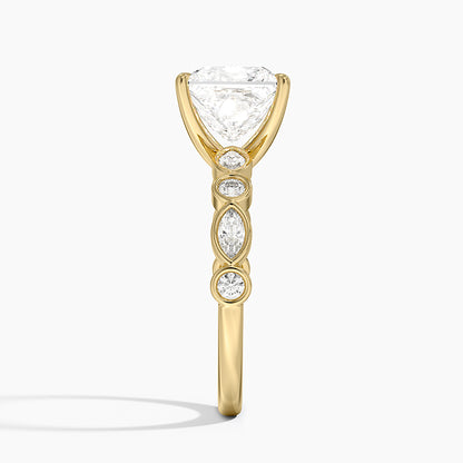 Versailles Bezel Diamond Ring - Princess Cut Center Stone