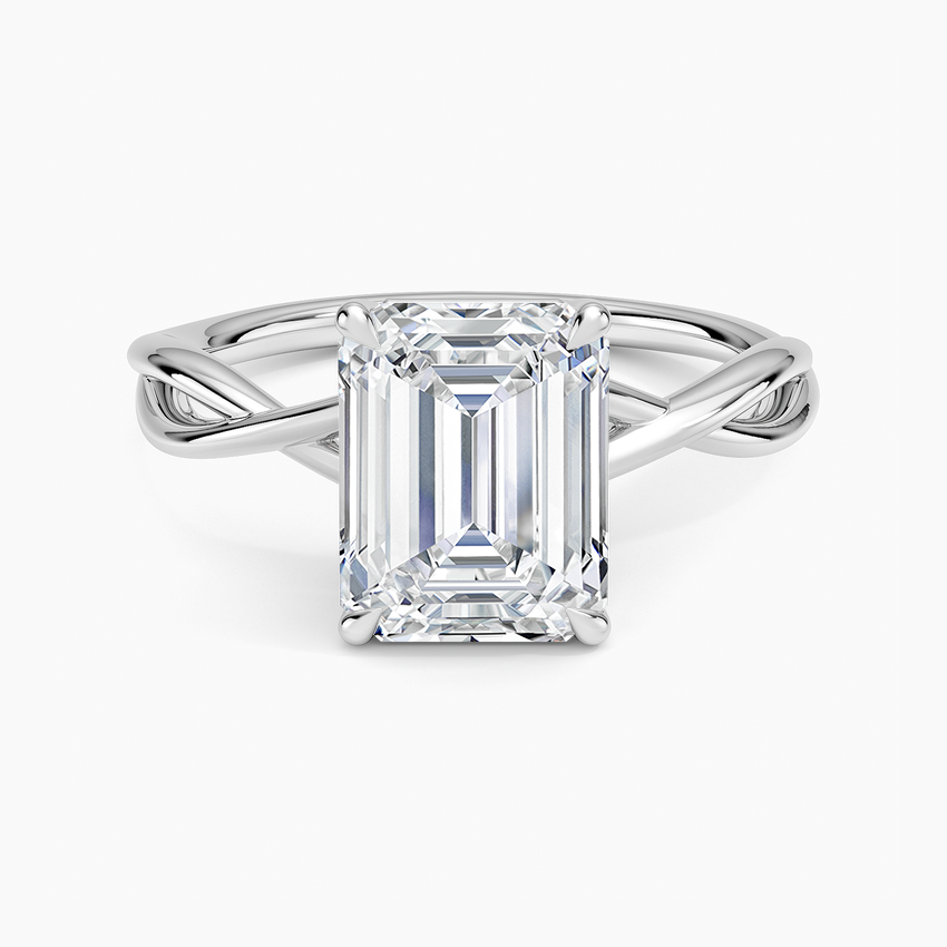 Alya Twist Solitaire Ring - Emerald Cut Center Stone
