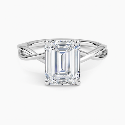 Alya Twist Solitaire Ring - Emerald Cut Center Stone