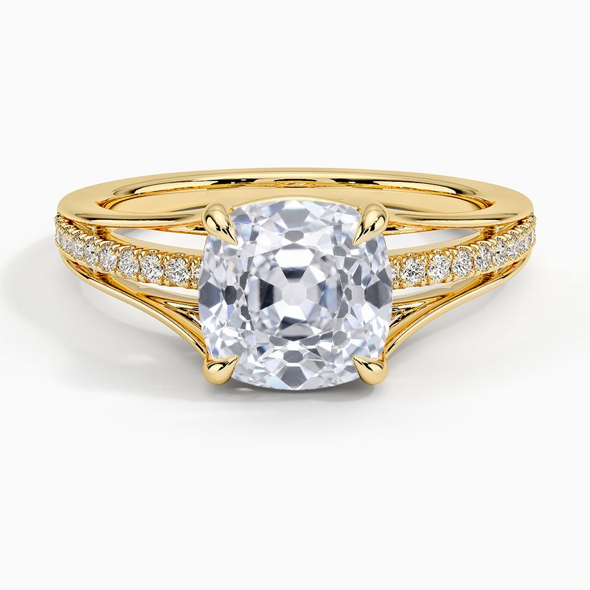Tressa Split Shank Diamond Ring - Old Mine Cut Center Stone