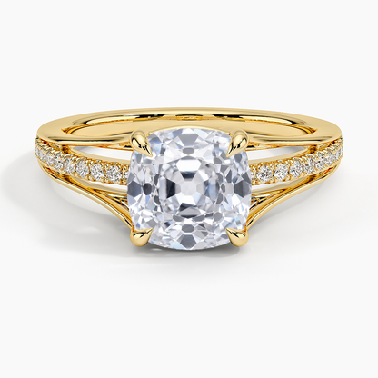 Tressa Split Shank Diamond Ring - Old Mine Cut Center Stone