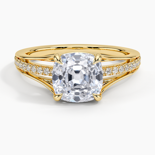 Tressa Split Shank Diamond Ring - Old Mine Cut Center Stone