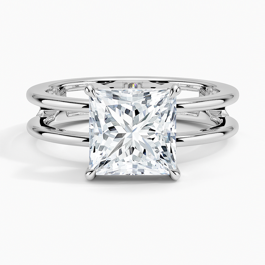 Aimee Open Double Band Solitaire Ring - Princess Cut Center Stone