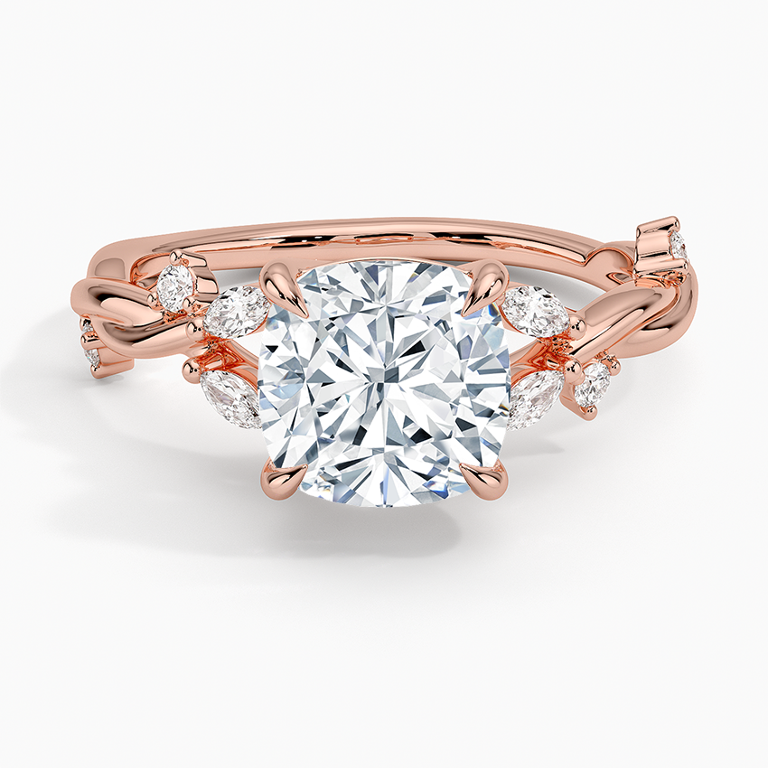 Azalea Twist Diamond Ring - Cushion Cut Center Stone