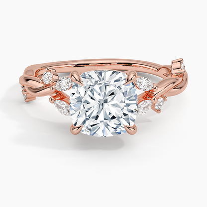 Azalea Twist Diamond Ring - Cushion Cut Center Stone