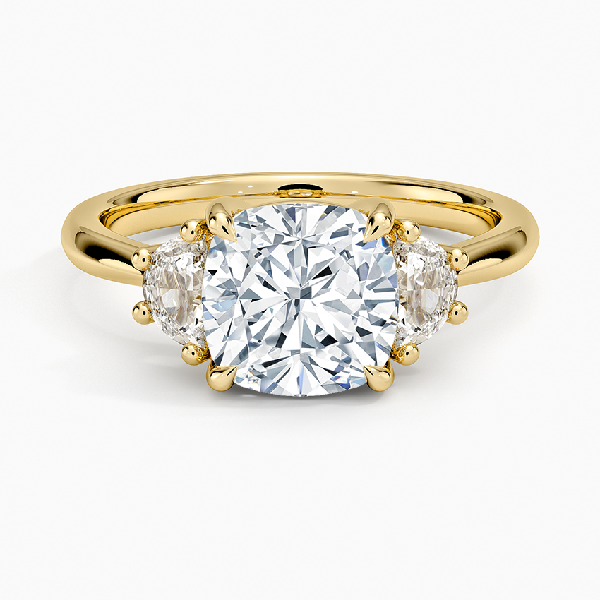 Half Moon Three Stone Diamond Ring (1/4 ct. tw.) - Cushion Cut Center Stone