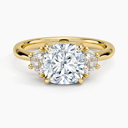 Half Moon Three Stone Diamond Ring (1/4 ct. tw.) - Cushion Cut Center Stone