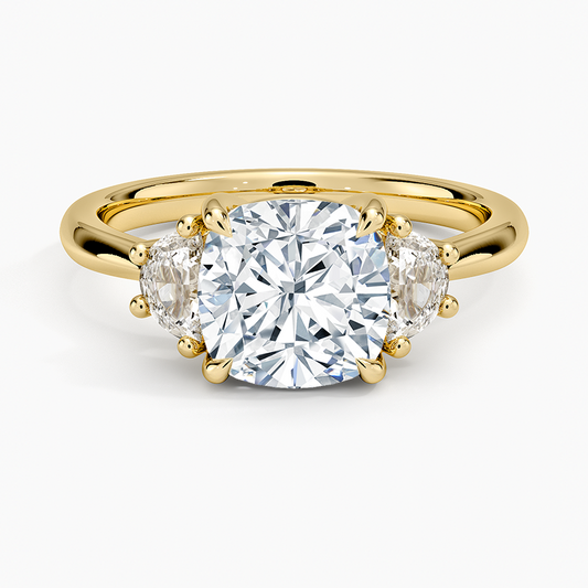 Half Moon Three Stone Diamond Ring (1/4 ct. tw.) - Cushion Cut Center Stone
