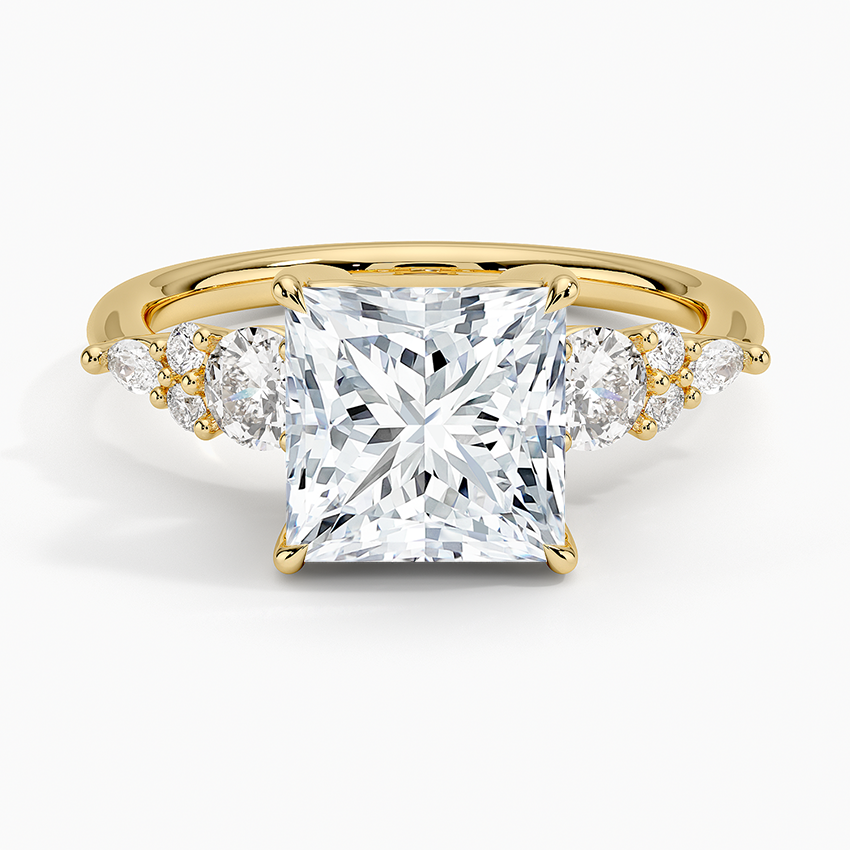 Nadia Three Stone Diamond Ring - Princess Cut Center Stone