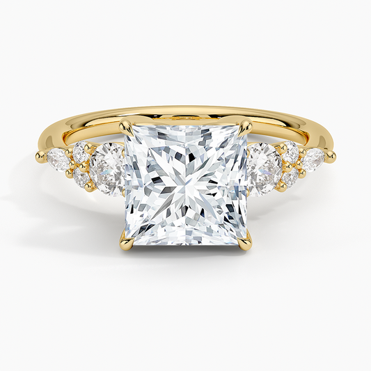 Nadia Three Stone Diamond Ring - Princess Cut Center Stone