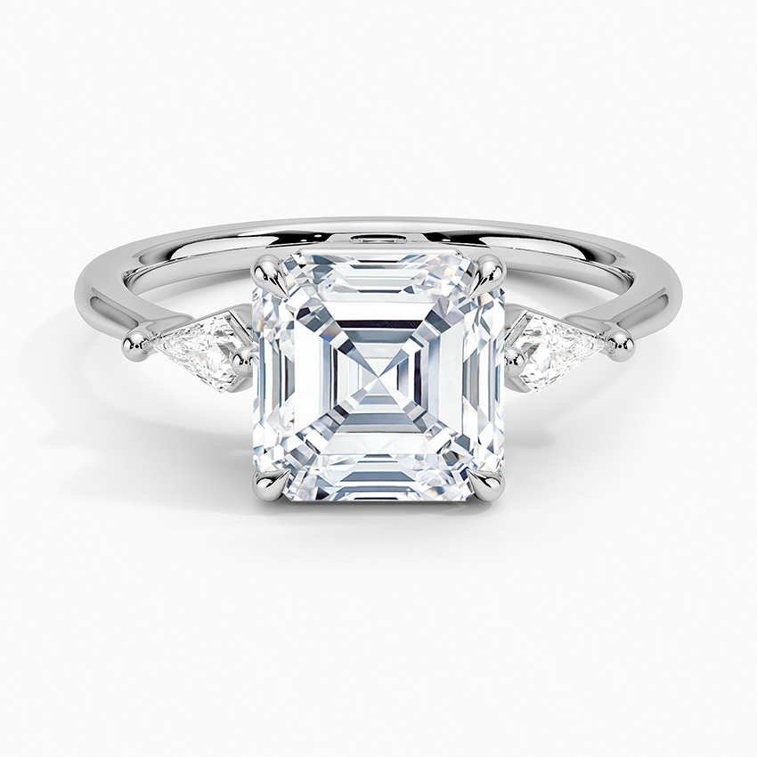 Cometa Three Stone Diamond Ring - Asscher Cut Center Stone
