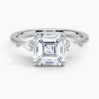 Cometa Three Stone Diamond Ring - Asscher Cut Center Stone