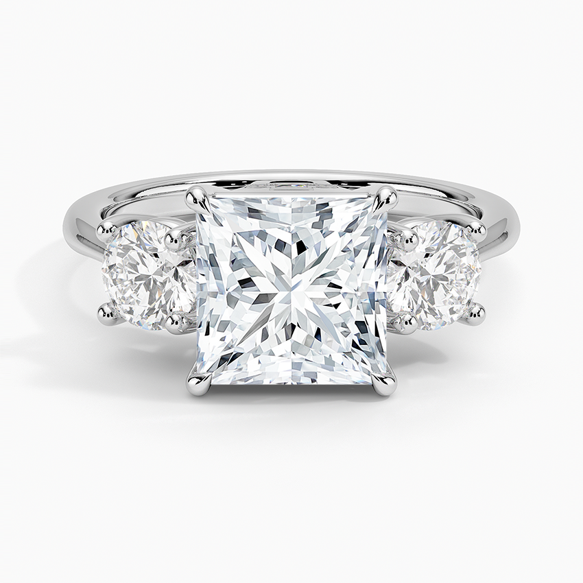 Luxe Selene Three Stone Diamond Ring (2/3 ct. tw.) - Princess Cut Center Stone