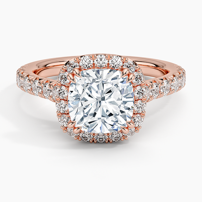 Sienna Halo Half Coverage Diamond Ring (2/3 ct. tw.) - Cushion Cut Center Stone