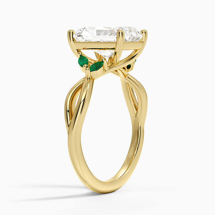 Willow Ring With Lab Emerald Accents - Radiant Cut Center Stone