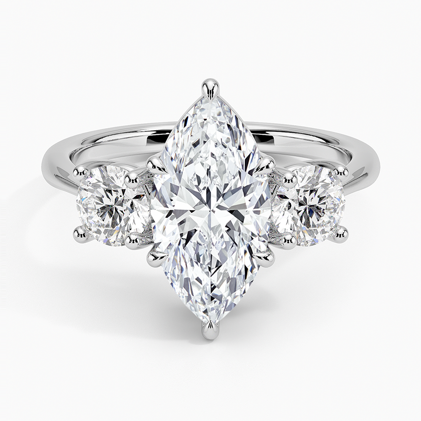 Luxe Selene Three Stone Diamond Ring (2/3 ct. tw.) - Marquise Center Stone