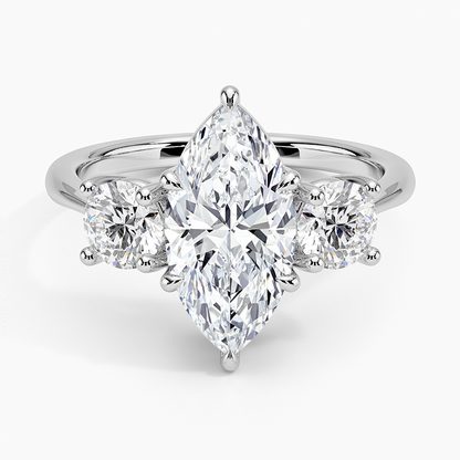 Luxe Selene Three Stone Diamond Ring (2/3 ct. tw.) - Marquise Center Stone