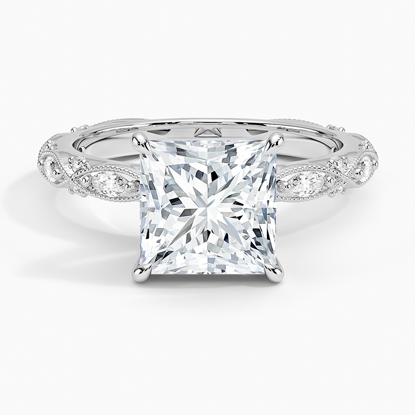 Celestia Milgrain Diamond Ring (1/4 ct. tw.) - Princess Cut Center Stone