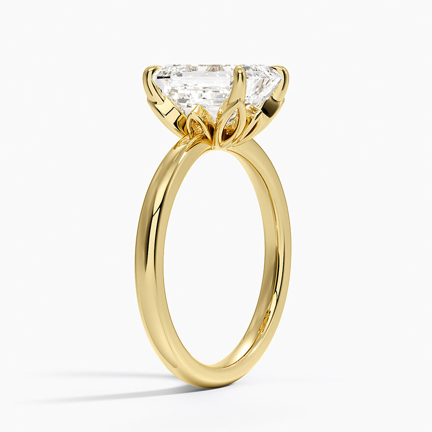 Petal 2mm Solitaire Ring - Emerald Cut Center Stone