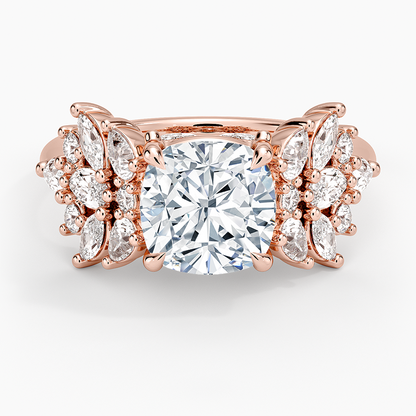 Grand Nadia Diamond Ring - Cushion Cut Center Stone