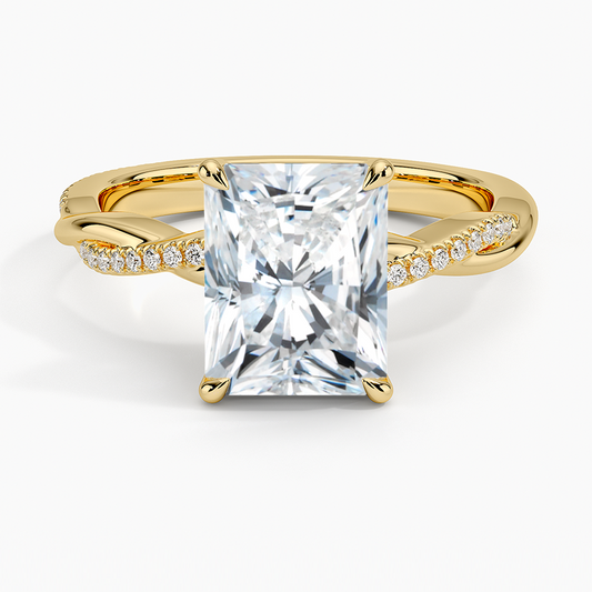 Petite Twisted Vine Diamond Ring (1/8 ct. tw.) - Radiant Cut Center Stone