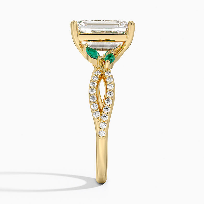 Luxe Willow Lab Emerald and Diamond Ring (1/8 ct. tw.) - Emerald Cut Center Stone