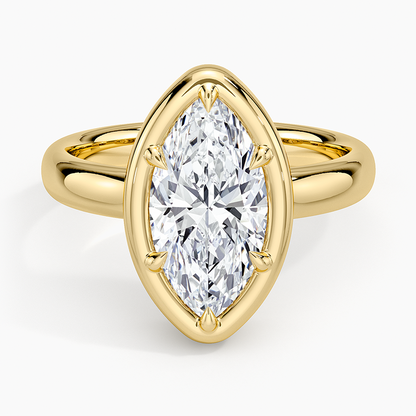 Andrea Bezel Prong Ring - Marquise Center Stone