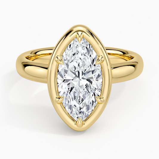 Andrea Bezel Prong Ring - Marquise Center Stone