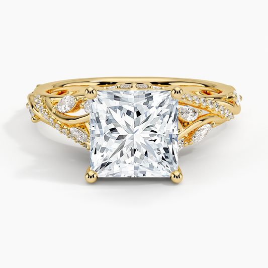 Begonia Vine Diamond Ring (1/2 ct. tw.) - Princess Cut Center Stone