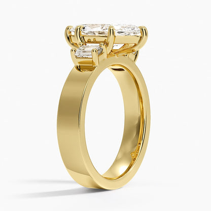 Peyton Emerald Cut Three Stone Diamond Ring (1/2 ct. tw.) - Marquise Center Stone
