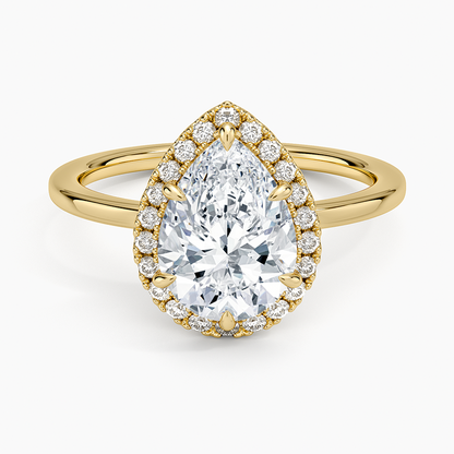Vienna Halo Diamond Ring - Pear Cut Center Stone
