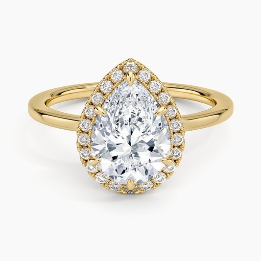 Vienna Halo Diamond Ring - Pear Cut Center Stone