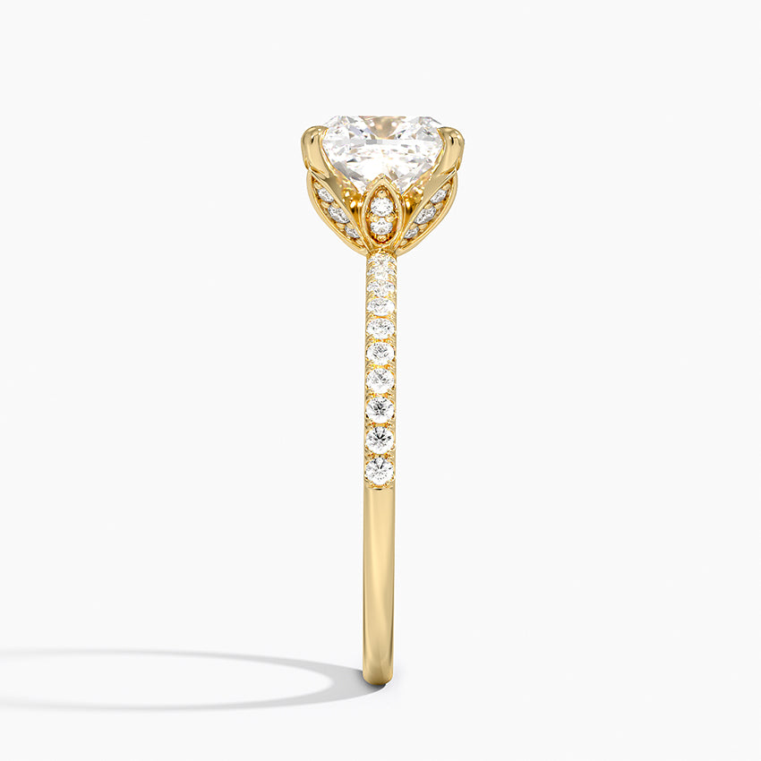 Luxe Petal Diamond Ring - Cushion Cut Center Stone