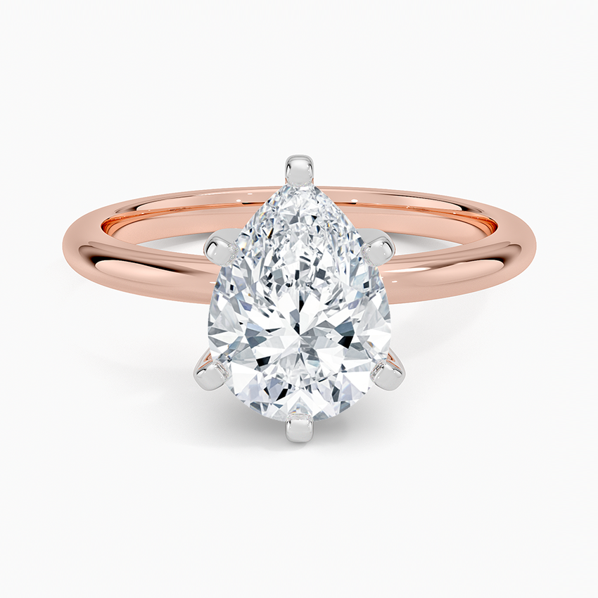 Comfort Fit 2mm Six-Prong Solitaire Ring - Pear Center Stone