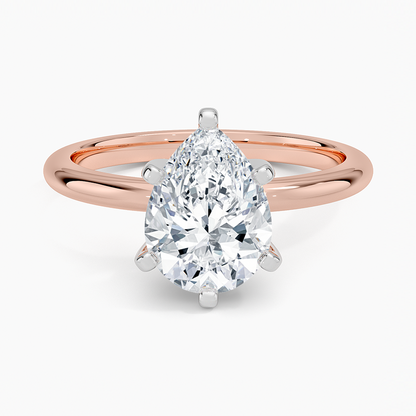 Comfort Fit 2mm Six-Prong Solitaire Ring - Pear Center Stone