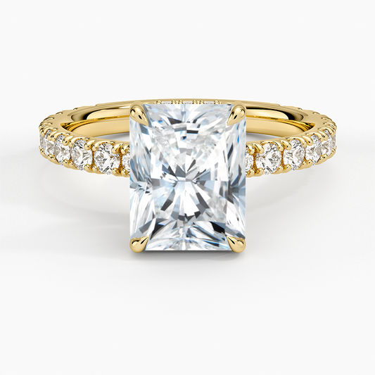 Grand Perfect Fit Three-Quarter Diamond Ring - Radiant Cut Center Stone