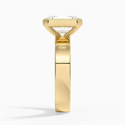 Peyton Bezel Diamond Solitaire Ring - Emerald Cut Center Stone