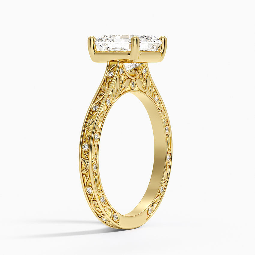 Grove Perfect Fit Engraved Diamond Ring (1/10 ct. tw.) - Asscher Cut Center Stone