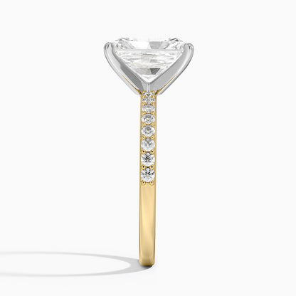 Petite Shared Prong Half Coverage Diamond Ring - Radiant Cut Center Stone