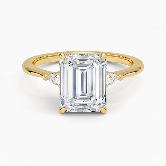 Aria Three Stone Diamond Ring (1/10 ct. tw.) - Emerald Cut Center Stone