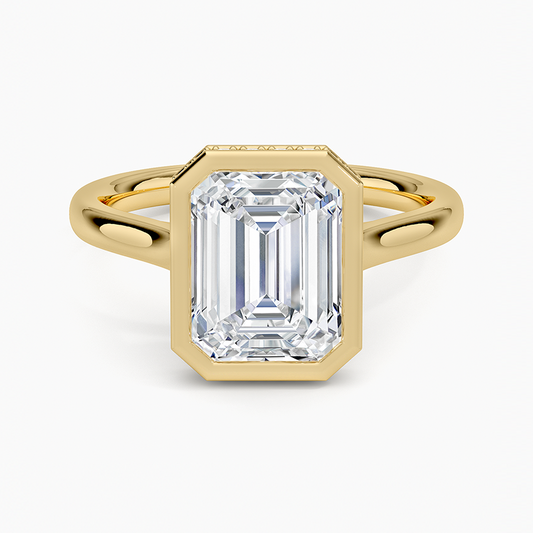 Luna Hidden Halo Diamond Ring - Emerald Cut Center Stone