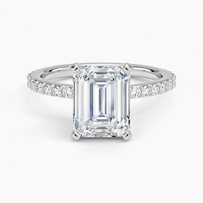 Petite Shared Prong Three-Quarter Coverage Diamond Ring (1/3 ct. tw.) - Emerald Cut Center Stone