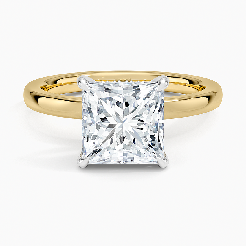 Platinum Mixed Metal Audrey 2mm Diamond Ring - Princess Cut Center Stone