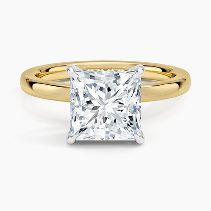 Platinum Mixed Metal Audrey 2mm Diamond Ring - Princess Cut Center Stone