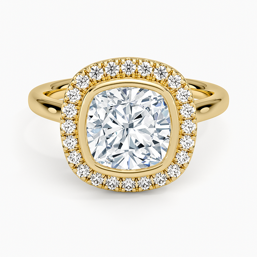 Bezel Halo Diamond Ring (1/4 ct. tw.) - Cushion Cut Center Stone